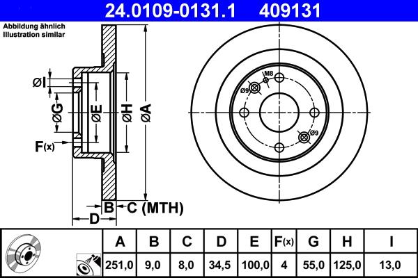 ATE 24.0109-0131.1 - Тормозной диск autospares.lv