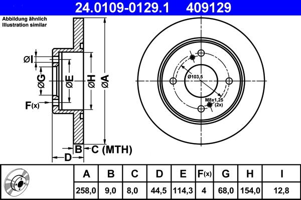 ATE 24.0109-0129.1 - Тормозной диск autospares.lv