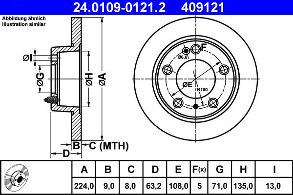 ATE 24.0109-0121.2 - Тормозной диск autospares.lv