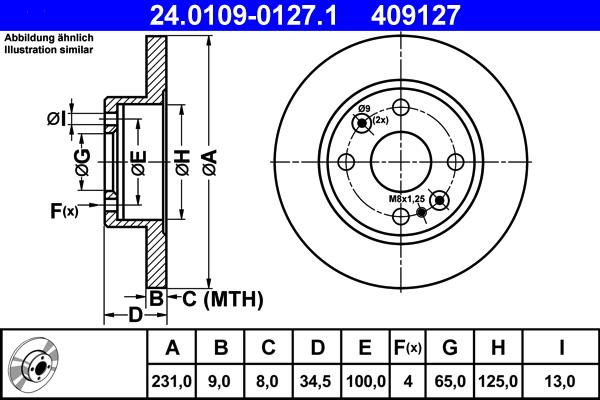 ATE 24.0109-0127.1 - Тормозной диск autospares.lv