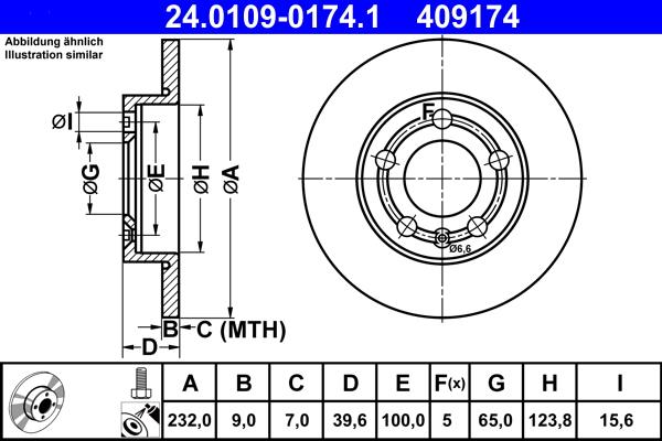 ATE 24.0109-0174.1 - Тормозной диск autospares.lv