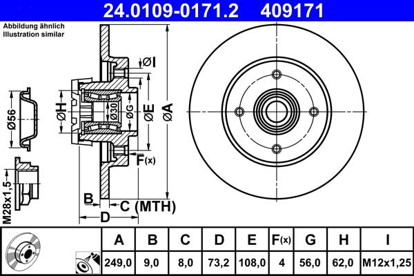 ATE 24.0109-0171.2 - Тормозной диск autospares.lv