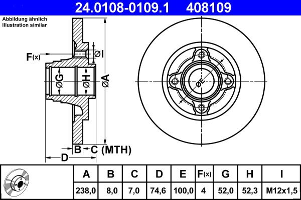 ATE 24.0108-0109.1 - Тормозной диск autospares.lv