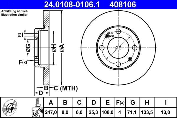 ATE 24.0108-0106.1 - Тормозной диск autospares.lv