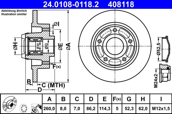 ATE 24.0108-0118.2 - Тормозной диск autospares.lv