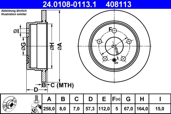 ATE 24.0108-0113.1 - Тормозной диск autospares.lv