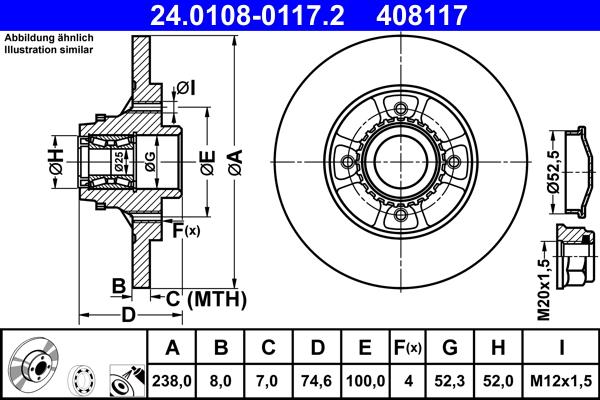 ATE 24.0108-0117.2 - Тормозной диск autospares.lv