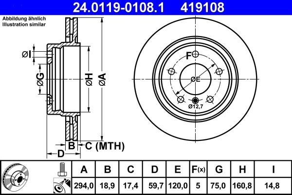 ATE 24.0119-0108.1 - Тормозной диск autospares.lv