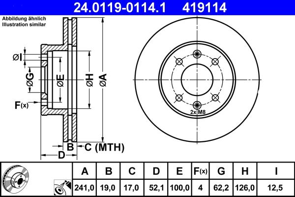 ATE 24.0119-0114.1 - Тормозной диск autospares.lv