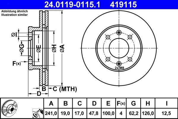 ATE 24.0119-0115.1 - Тормозной диск autospares.lv