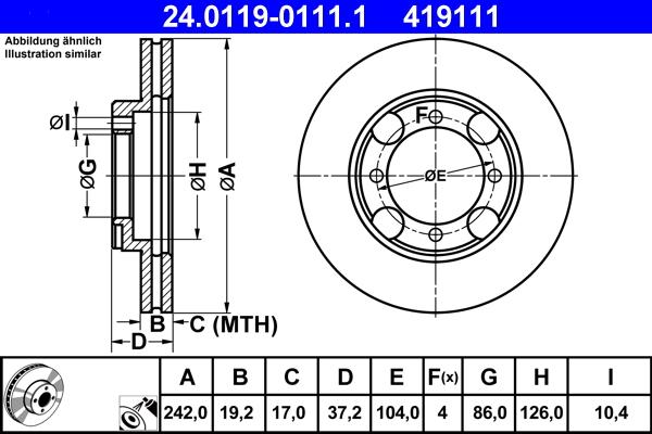 ATE 24.0119-0111.1 - Тормозной диск autospares.lv
