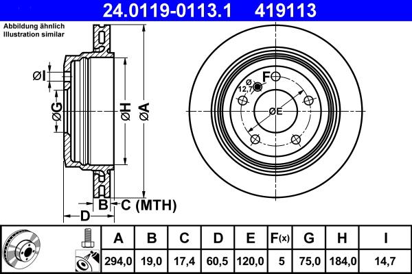ATE 24.0119-0113.1 - Тормозной диск autospares.lv