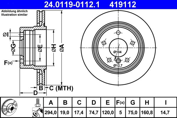 ATE 24.0119-0112.1 - Тормозной диск autospares.lv