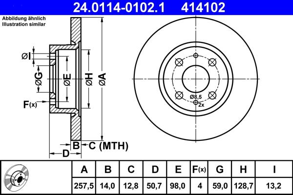 ATE 24.0114-0102.1 - Тормозной диск autospares.lv