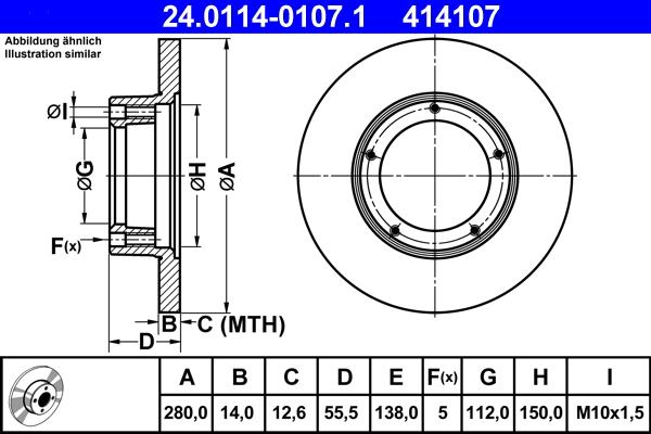 ATE 24.0114-0107.1 - Тормозной диск autospares.lv