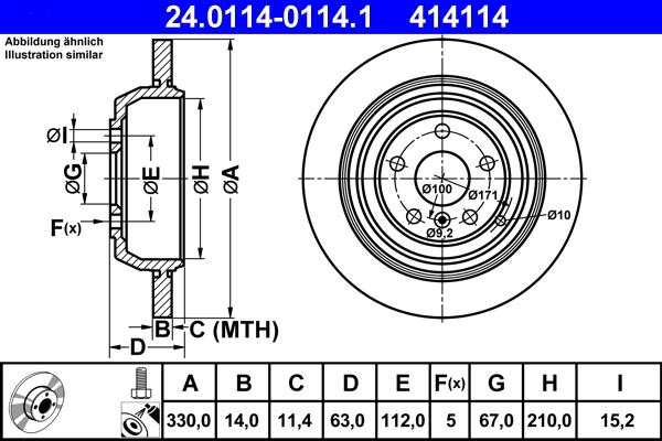 ATE 24.0114-0114.1 - Тормозной диск autospares.lv