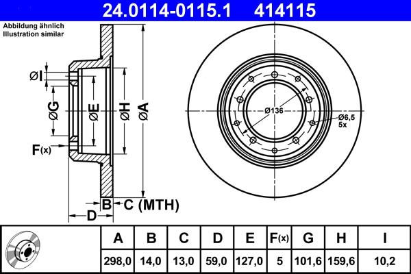 ATE 24.0114-0115.1 - Тормозной диск autospares.lv