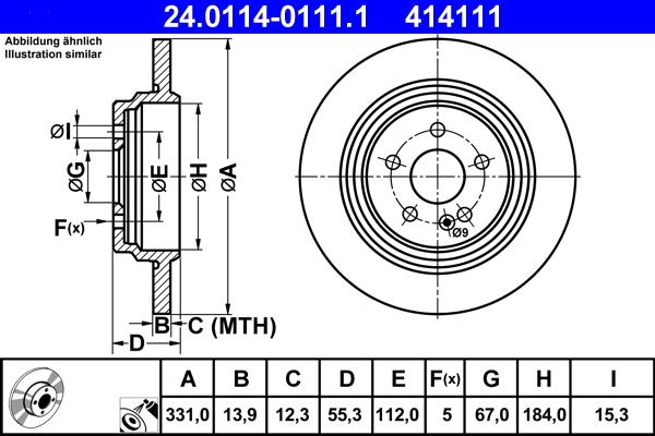 ATE 24.0114-0111.1 - Тормозной диск autospares.lv