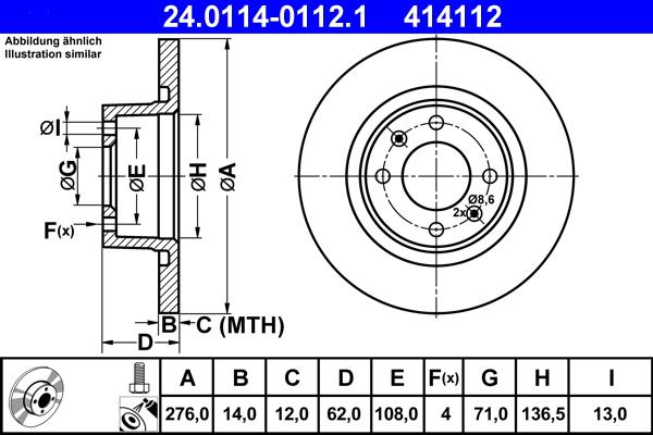 ATE 24.0114-0112.1 - Тормозной диск autospares.lv