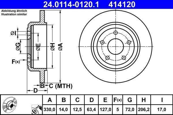ATE 24.0114-0120.1 - Тормозной диск autospares.lv