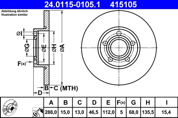 ATE 24.0115-0105.1 - Тормозной диск autospares.lv