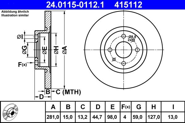 ATE 24.0115-0112.1 - Тормозной диск autospares.lv