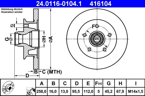 ATE 24.0116-0104.1 - Тормозной диск autospares.lv