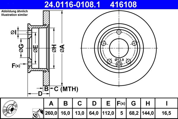 ATE 24.0116-0108.1 - Тормозной диск autospares.lv