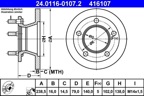 ATE 24.0116-0107.2 - Тормозной диск autospares.lv