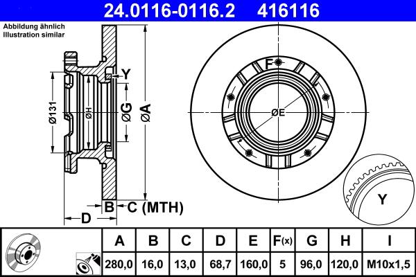 ATE 24.0116-0116.2 - Тормозной диск autospares.lv