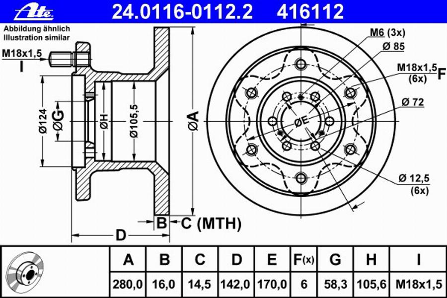 ATE 24 0116 0112 2 - Тормозной диск autospares.lv