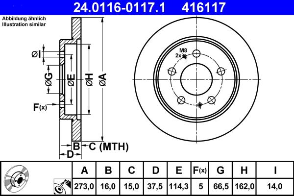 ATE 24.0116-0117.1 - Тормозной диск autospares.lv