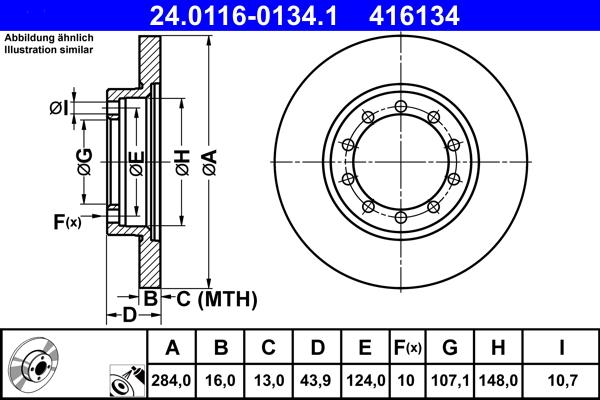 ATE 24.0116-0134.1 - Тормозной диск autospares.lv