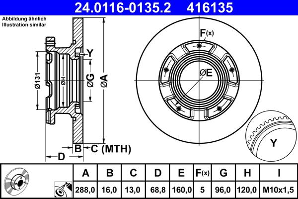 ATE 24.0116-0135.2 - Тормозной диск autospares.lv