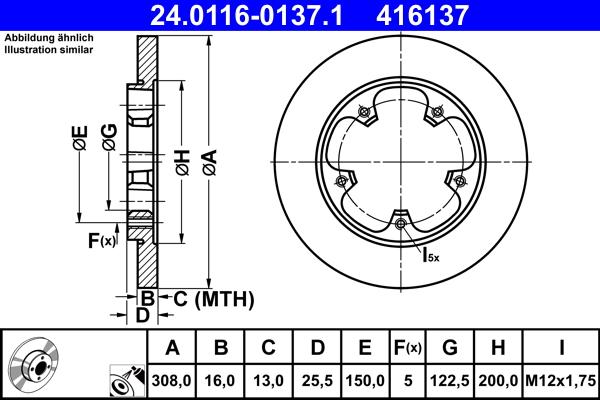 ATE 24.0116-0137.1 - Тормозной диск autospares.lv