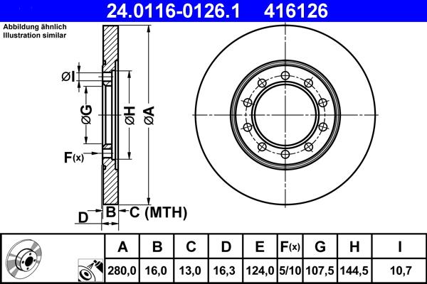 ATE 24.0116-0126.1 - Тормозной диск autospares.lv