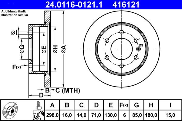 ATE 24.0116-0121.1 - Тормозной диск autospares.lv
