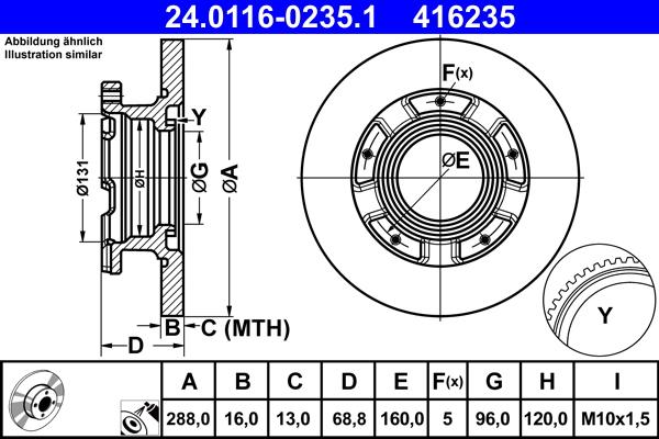 ATE 24.0116-0235.1 - Тормозной диск autospares.lv