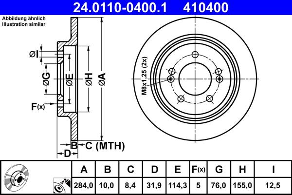 ATE 24.0110-0400.1 - Тормозной диск autospares.lv