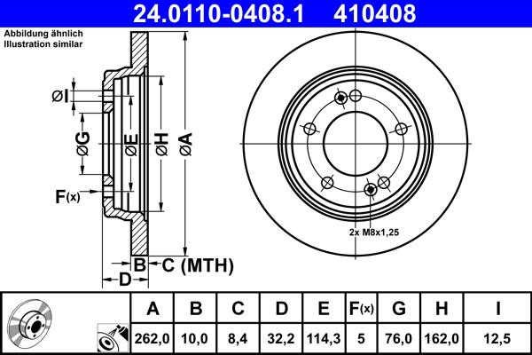 ATE 24.0110-0408.1 - Тормозной диск autospares.lv