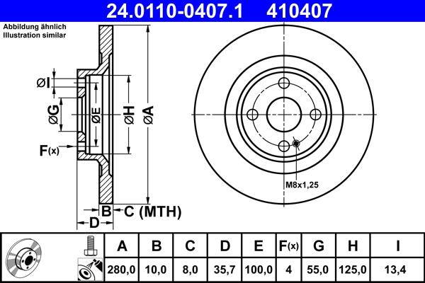 ATE 24.0110-0407.1 - Тормозной диск autospares.lv