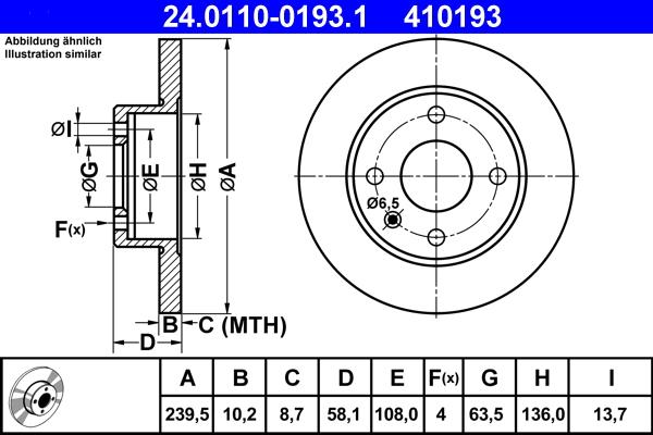ATE 24.0110-0193.1 - Тормозной диск autospares.lv