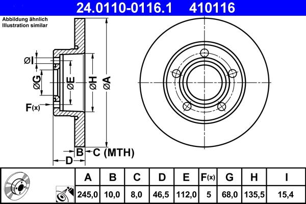 ATE 24.0110-0116.1 - Тормозной диск autospares.lv