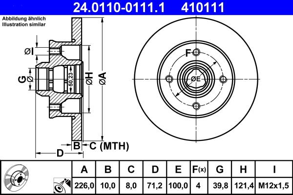 ATE 24.0110-0111.1 - Тормозной диск autospares.lv