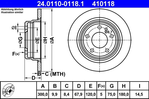 ATE 24.0110-0118.1 - Тормозной диск autospares.lv