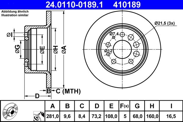 ATE 24.0110-0189.1 - Тормозной диск autospares.lv