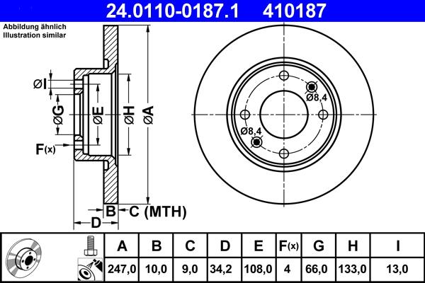 ATE 24.0110-0187.1 - Тормозной диск autospares.lv