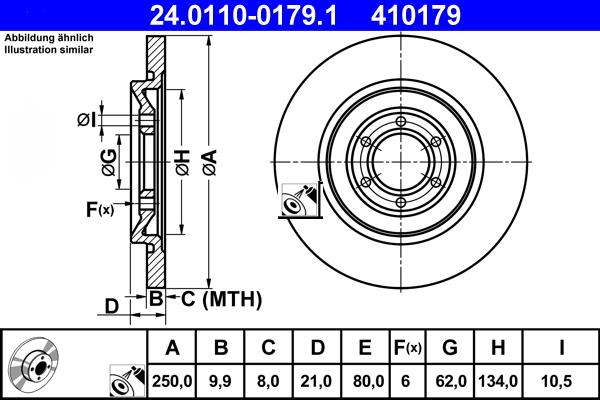 ATE 24.0110-0179.1 - Тормозной диск autospares.lv