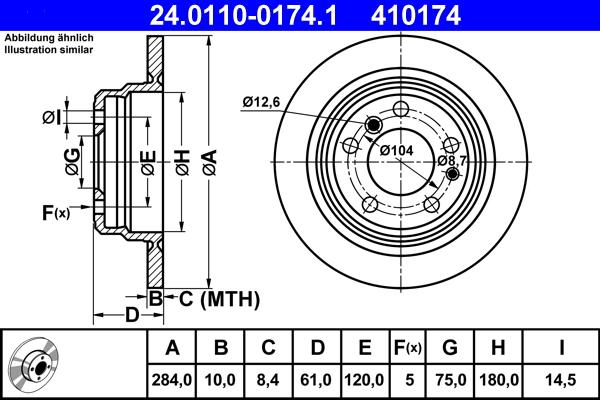 ATE 24.0110-0174.1 - Тормозной диск autospares.lv