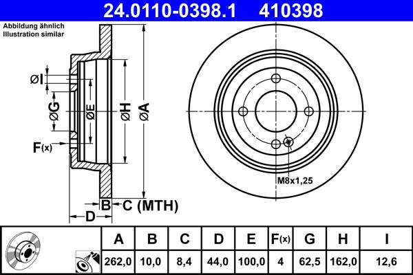 ATE 24.0110-0398.1 - Тормозной диск autospares.lv